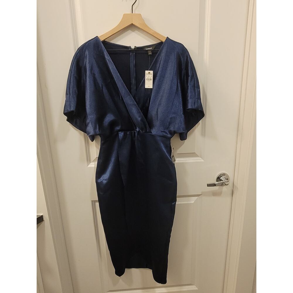 Express Kimono Sleeve Blue Midi Dress
